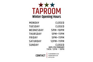 Brewery Taproom - Winter Opening Hours