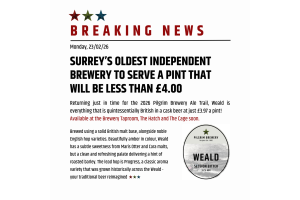 Sub £4.00 Pint Available Across All Pilgrim Venues - As Weald Makes It's Return To The Line-Up