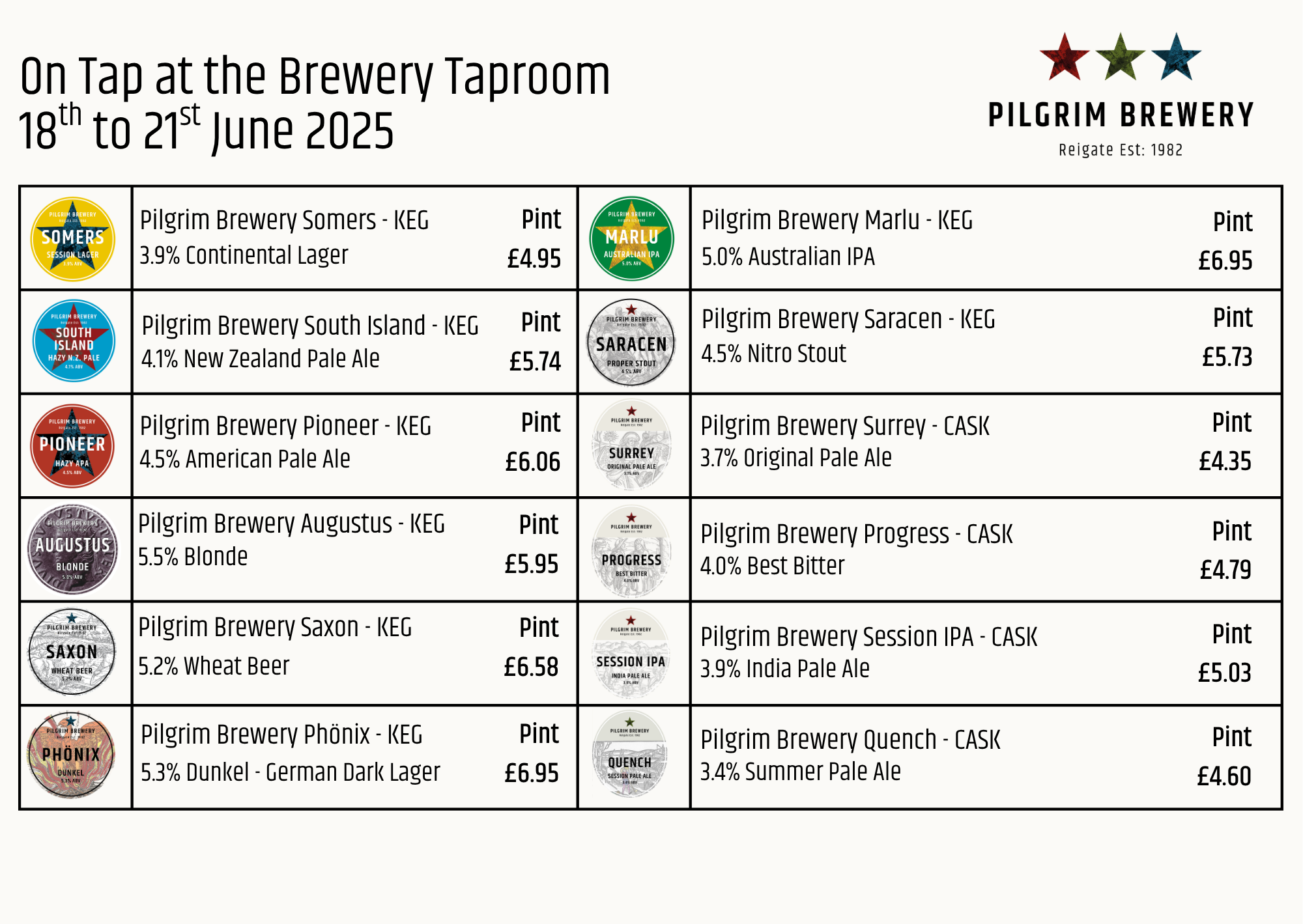 This Week's Taproom Line-Up - 18th to 21st June 2025
